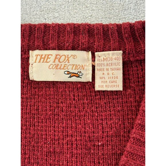 The Fox Collection Vest men's Medium Red Knit Vintage Sweater Vest - Picture 4 of 6